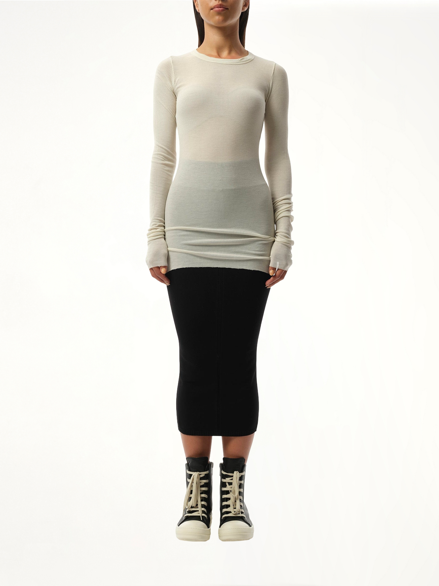 Rib Long Sleeve T-Shirt in Dinge