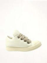 Padded Jumbolace Low Sneaks in Milk/Milk/Milk Side View | RICK OWENS