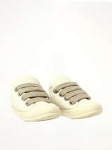 Padded Jumbolace Low Sneaks in Milk/Milk/Milk Front View | RICK OWENS