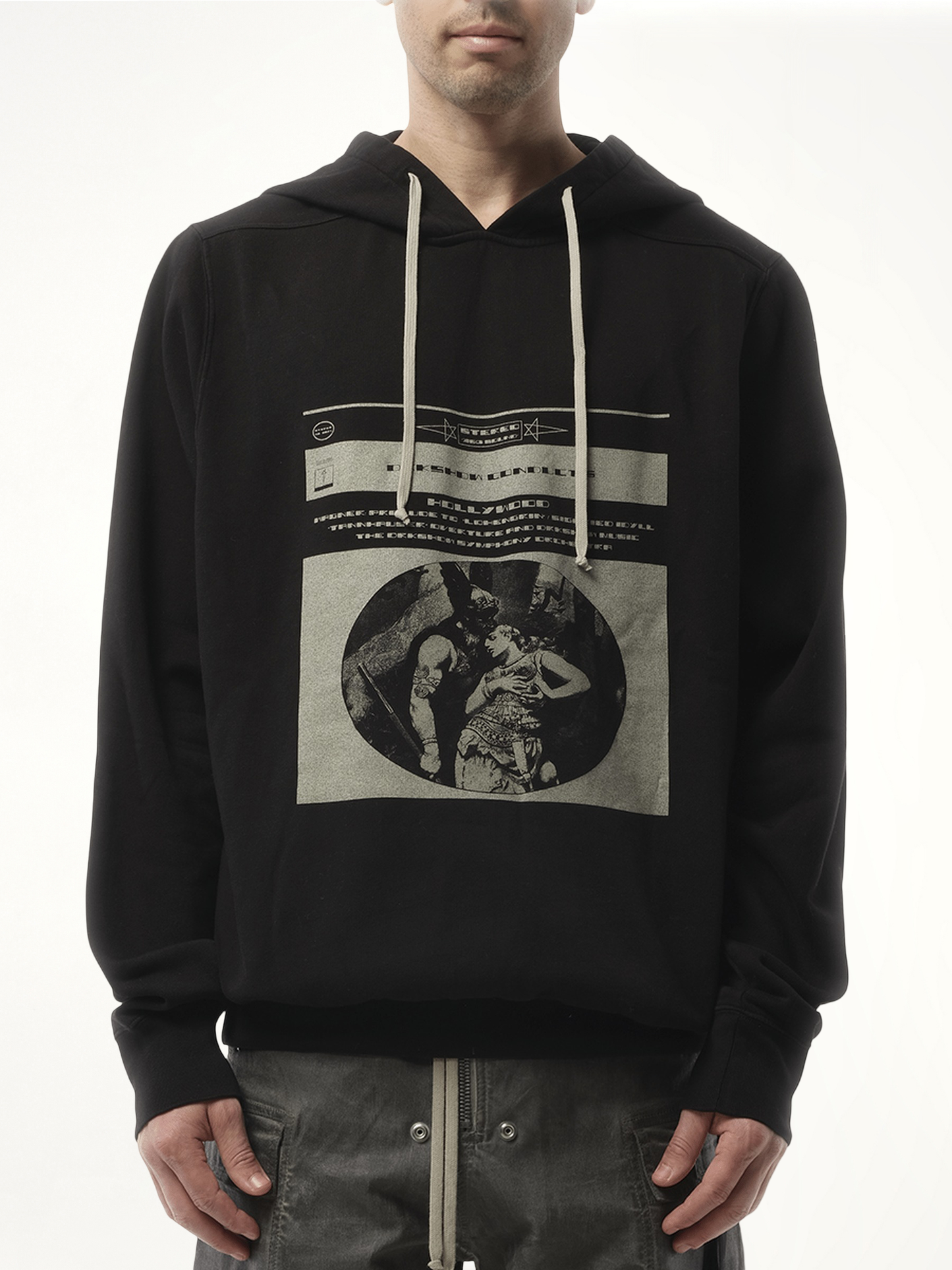 Opera Print Oversized Hoodie in Black/Pearl