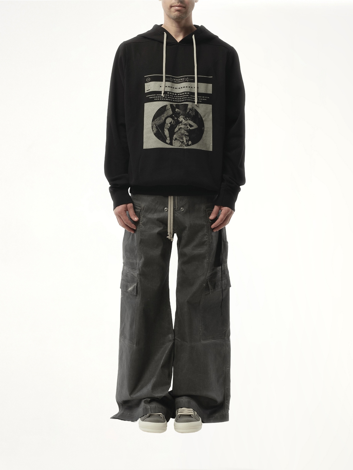 Opera Print Oversized Hoodie in Black/Pearl