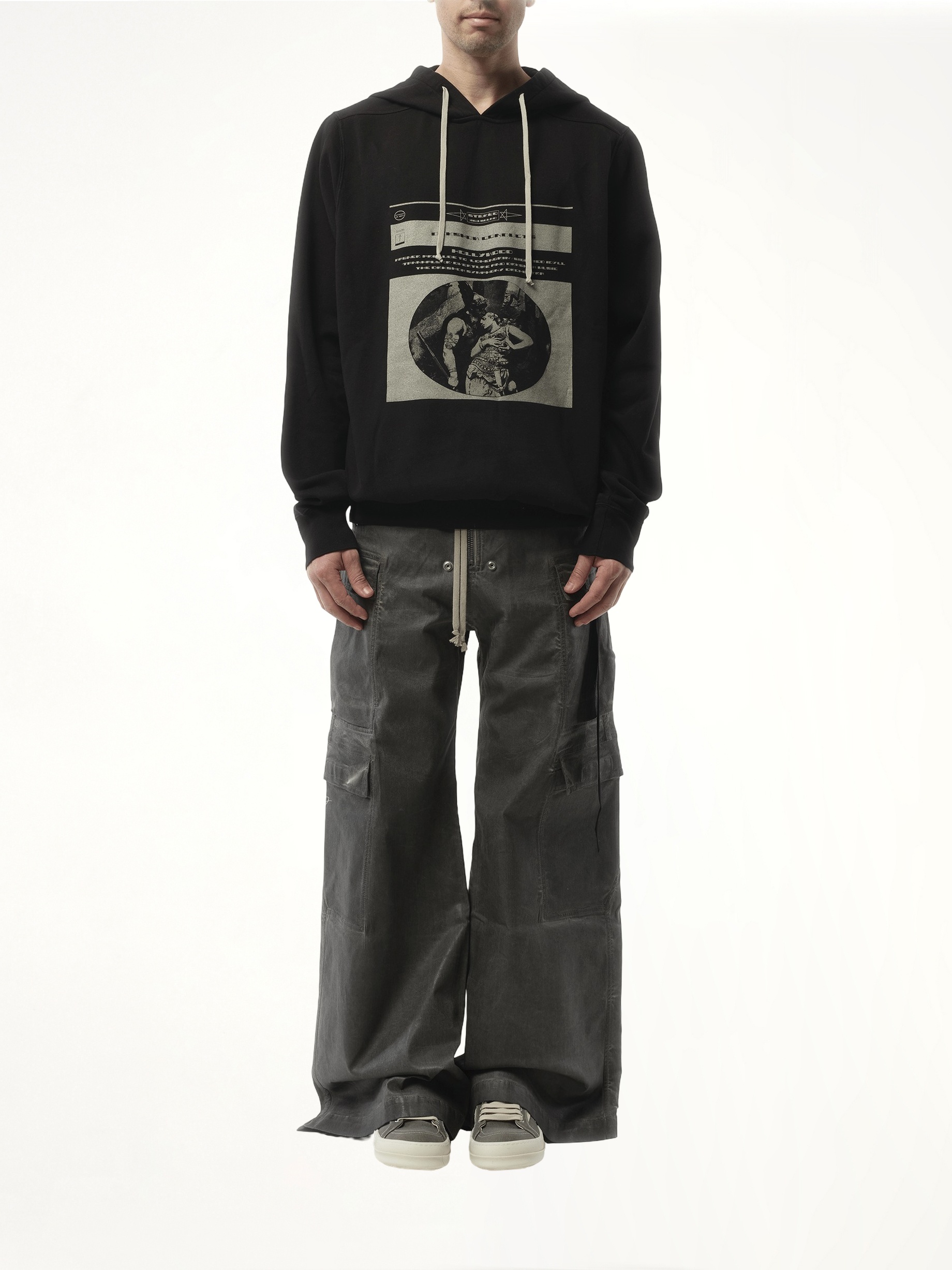 Opera Print Oversized Hoodie in Black/Pearl