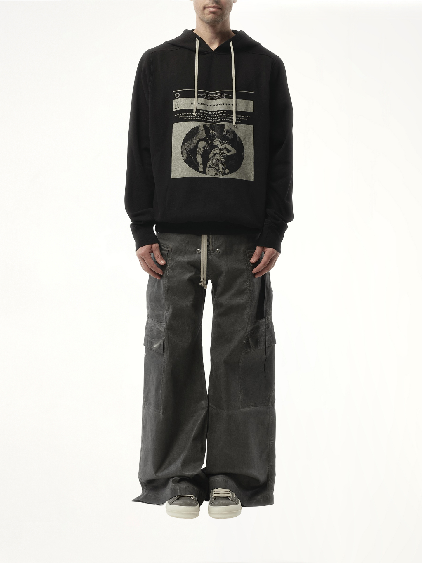 Opera Print Oversized Hoodie in Black/Pearl