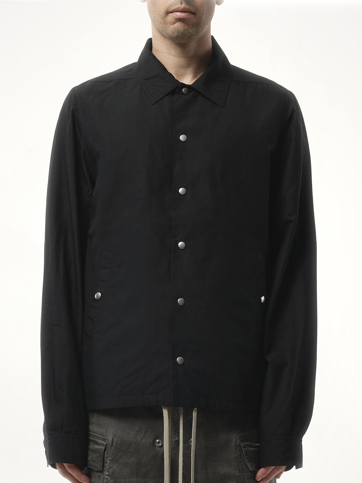 Snapfront Nylon Jacket in Black