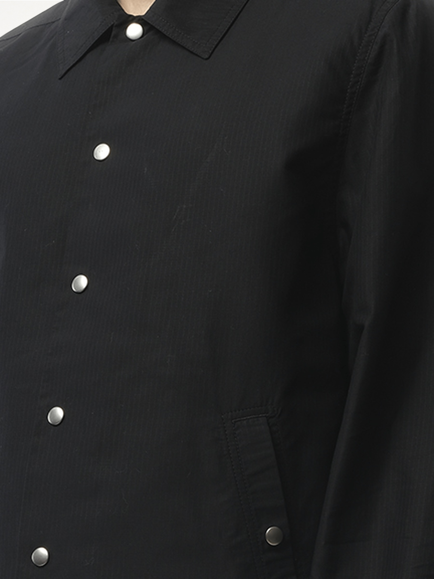 Snapfront Nylon Jacket in Black