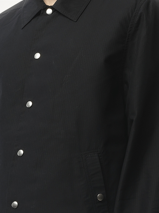 Snapfront Nylon Jacket in Black