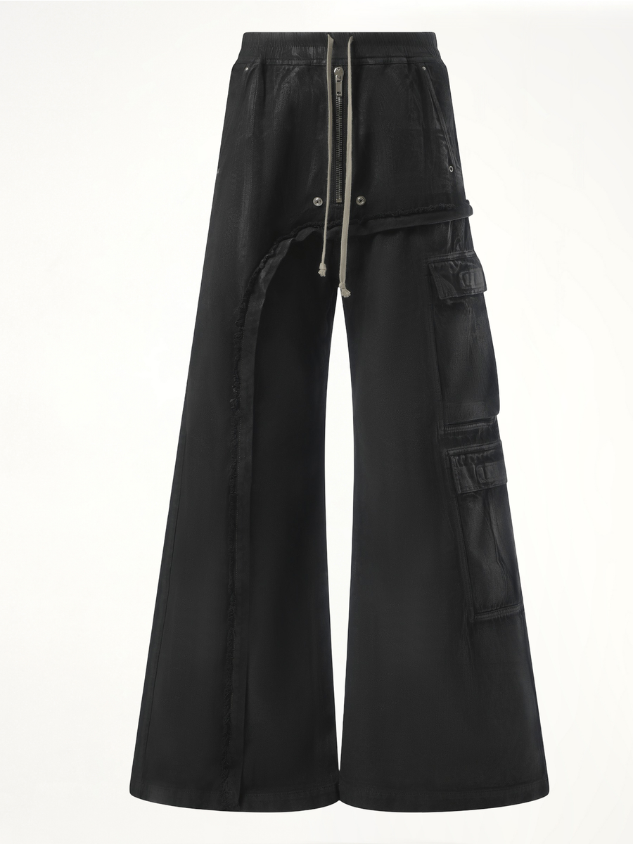 Imbalanced Double Cargo Jumbo Pants in Black