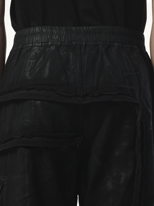 Imbalanced Double Cargo Jumbo Pants in Black