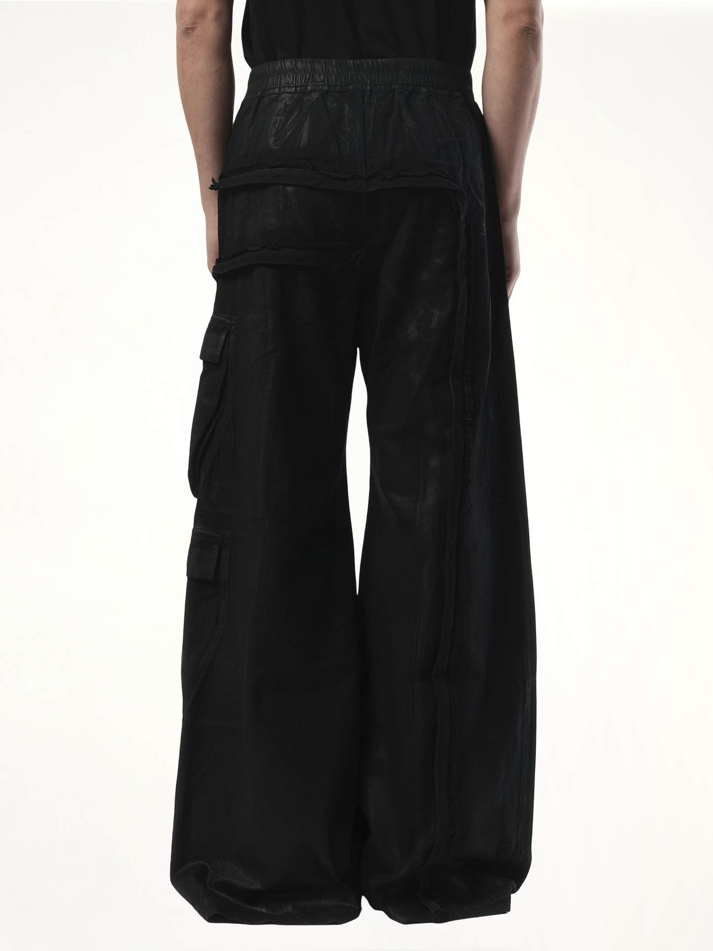 Imbalanced Double Cargo Jumbo Pants in Black