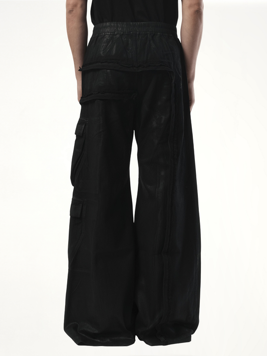 Imbalanced Double Cargo Jumbo Pants in Black