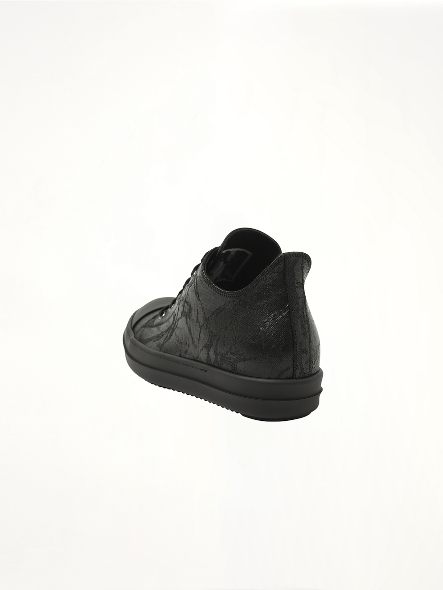 Mono Colour Low Sneaks in Black Back View | RICK OWENS DRKSHDW