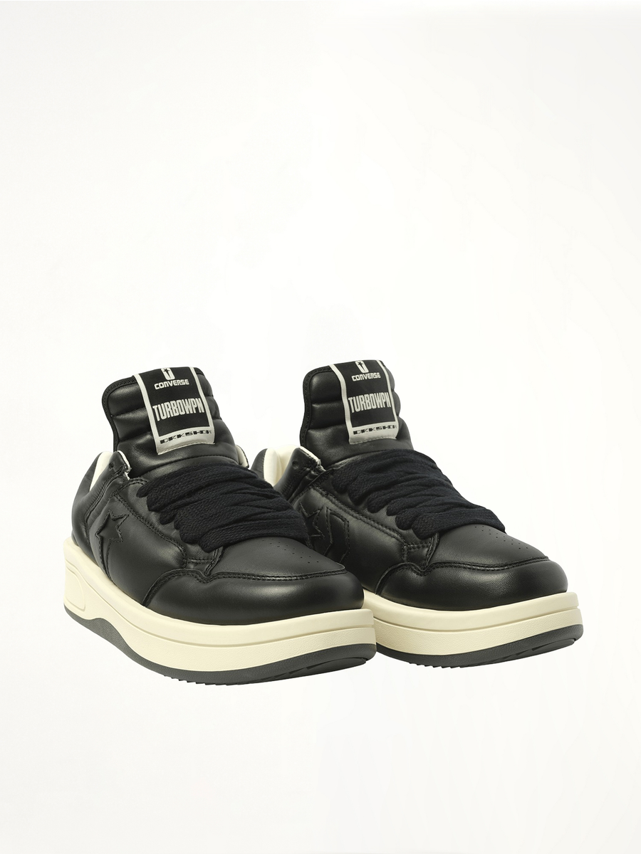 Converse X DRKSHDW TURBOWPN OX in Black Front View | RICK OWENS DRKSHDW