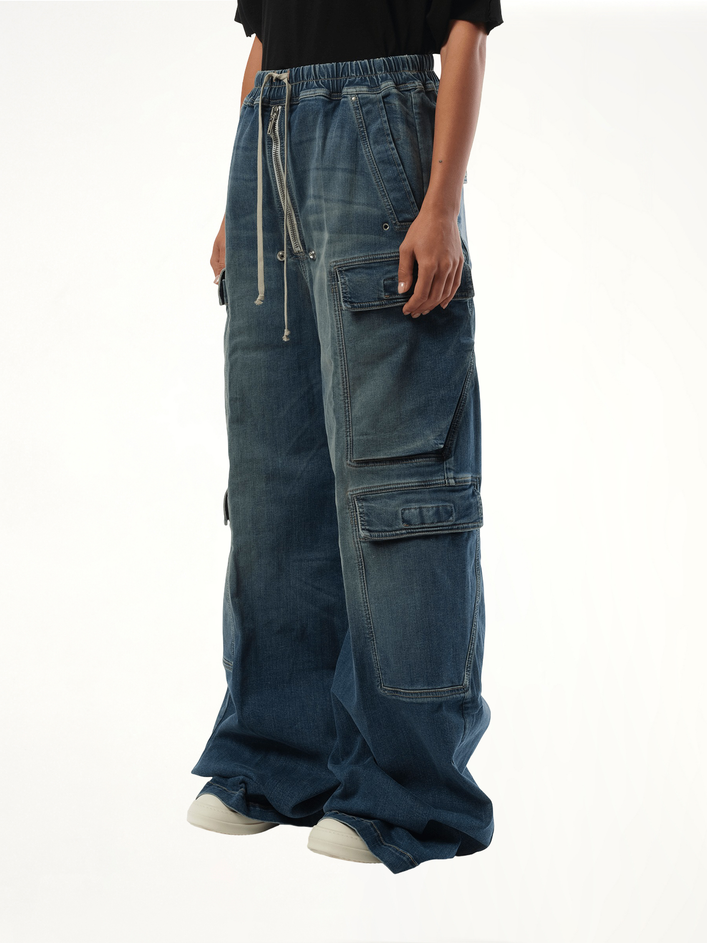 Denim Double Cargo Jumbo Belas in Washed Indigo