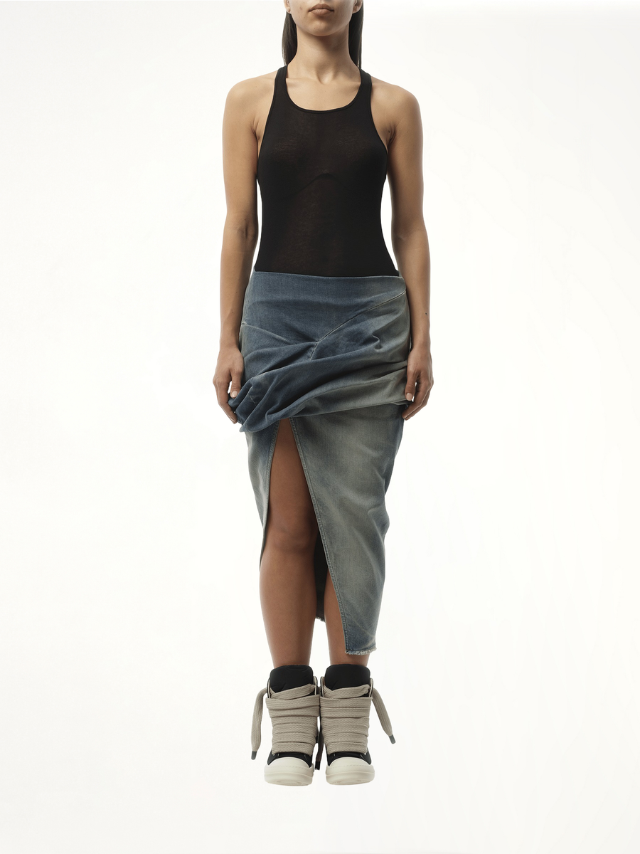 Low Twist Skirt in Washed Indigo