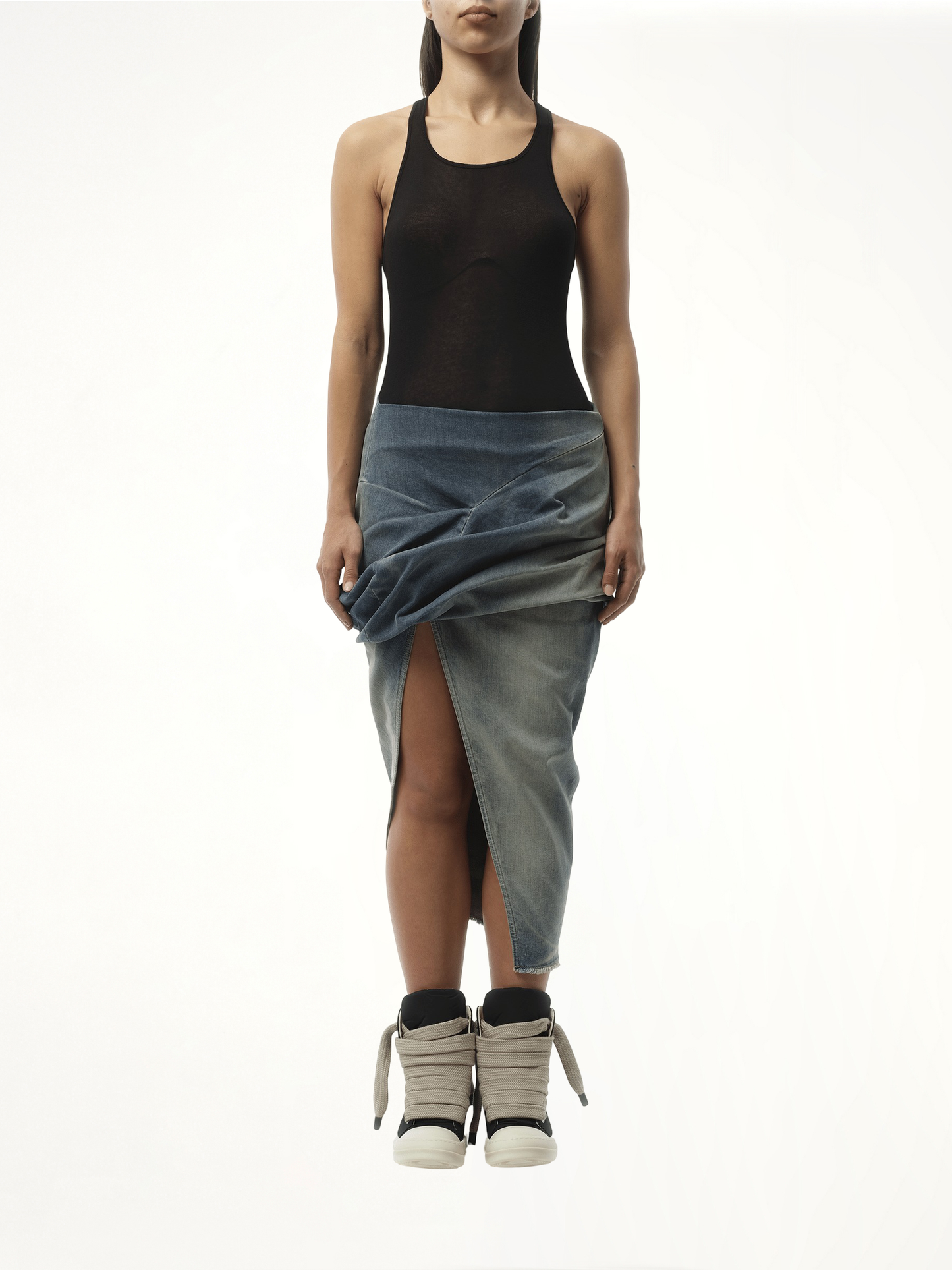 Low Twist Skirt in Washed Indigo