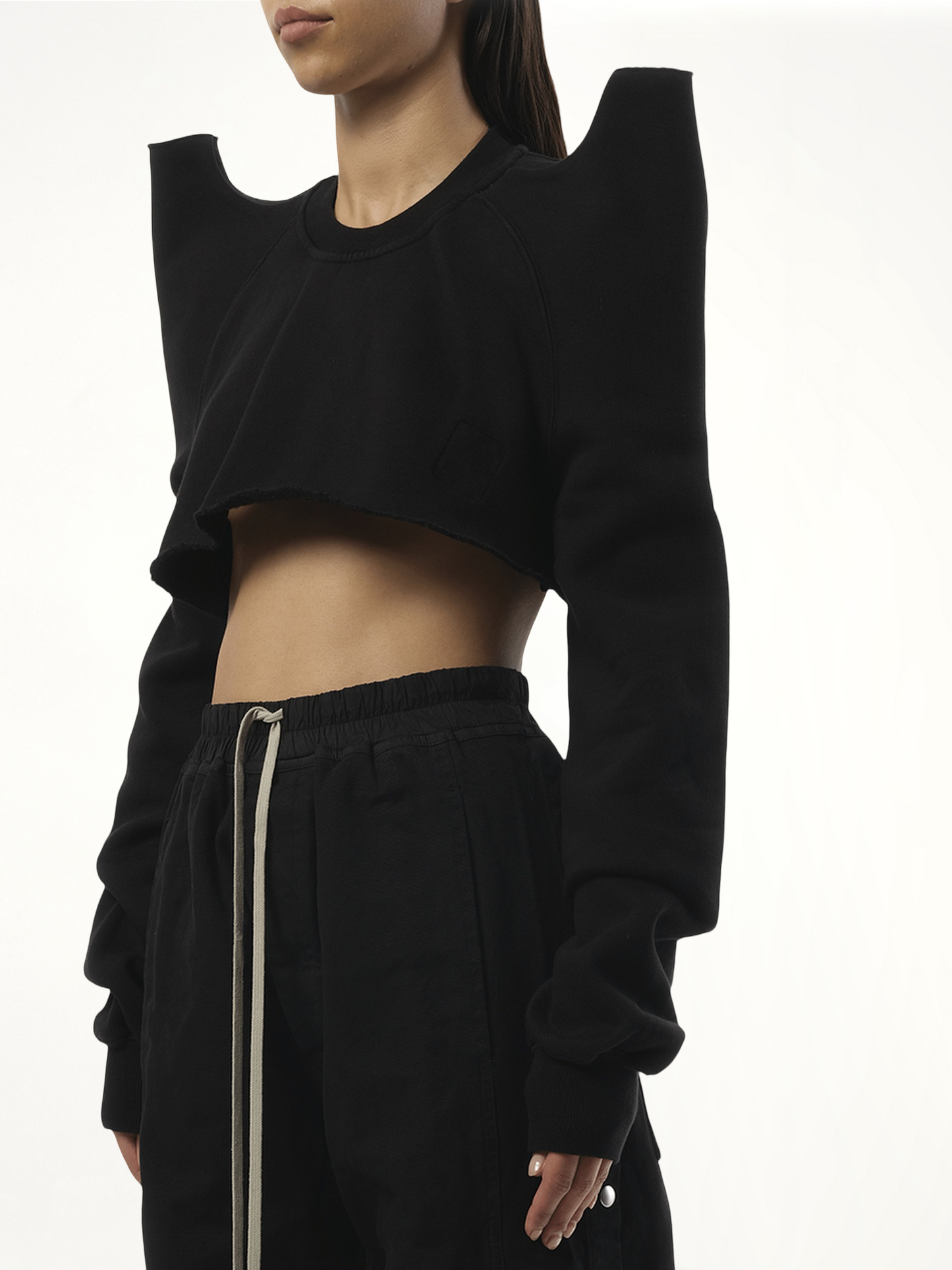 Cropped Tec Sweater in Black