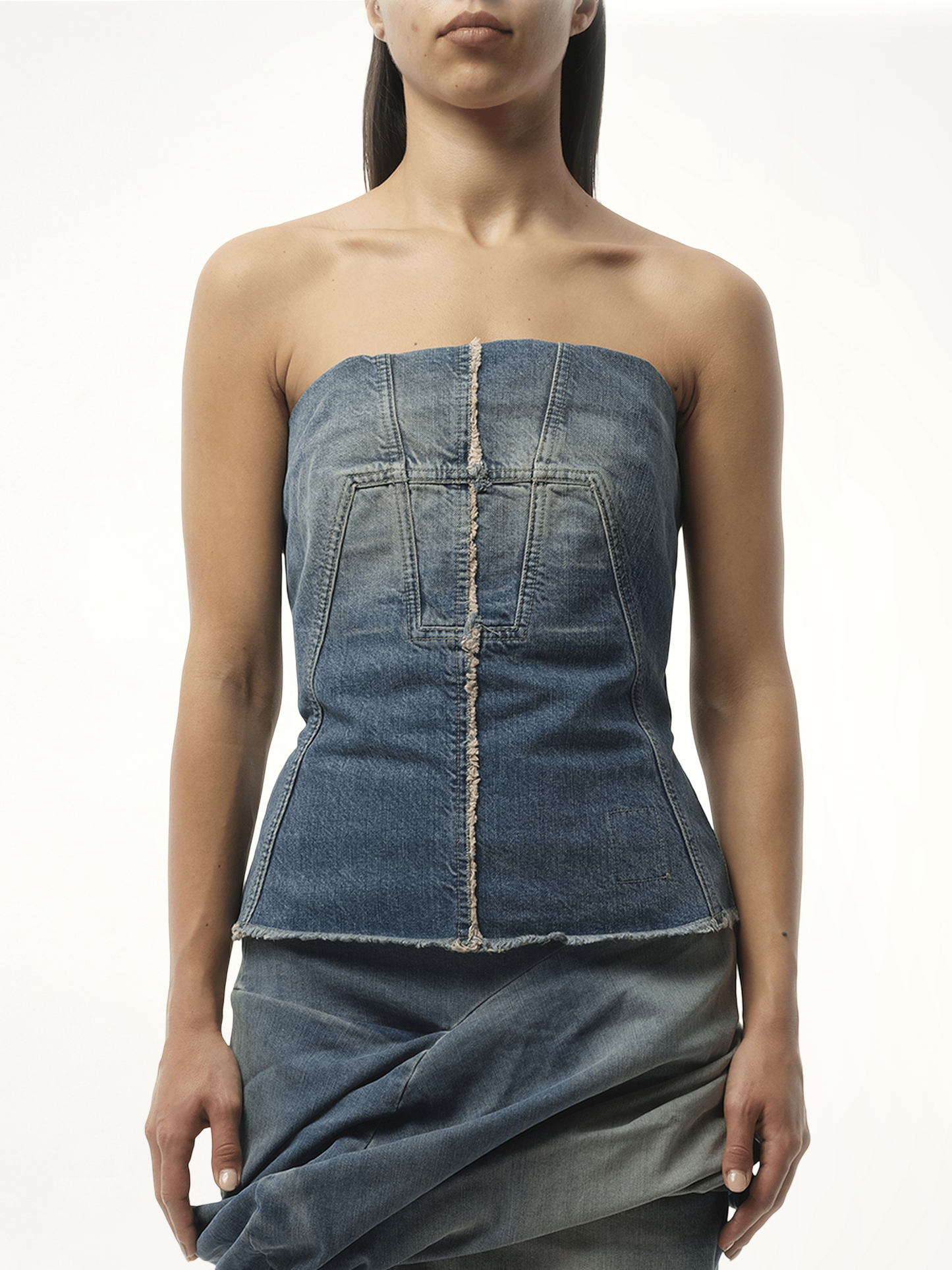 Bustier Top in Washed Indigo