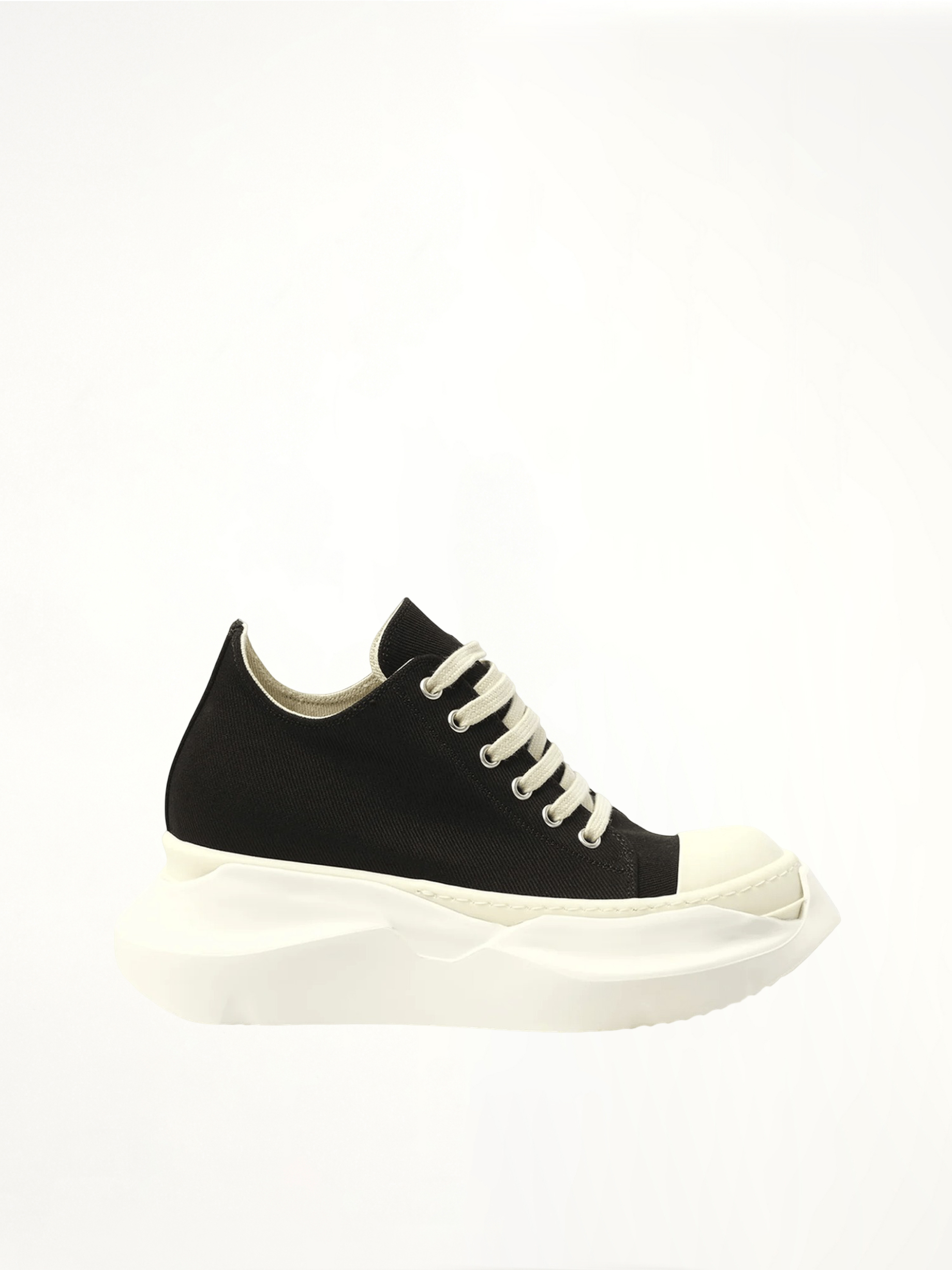 Abstract Low Sneaks in Black/Milk Side View | RICK OWENS DRKSHDW
