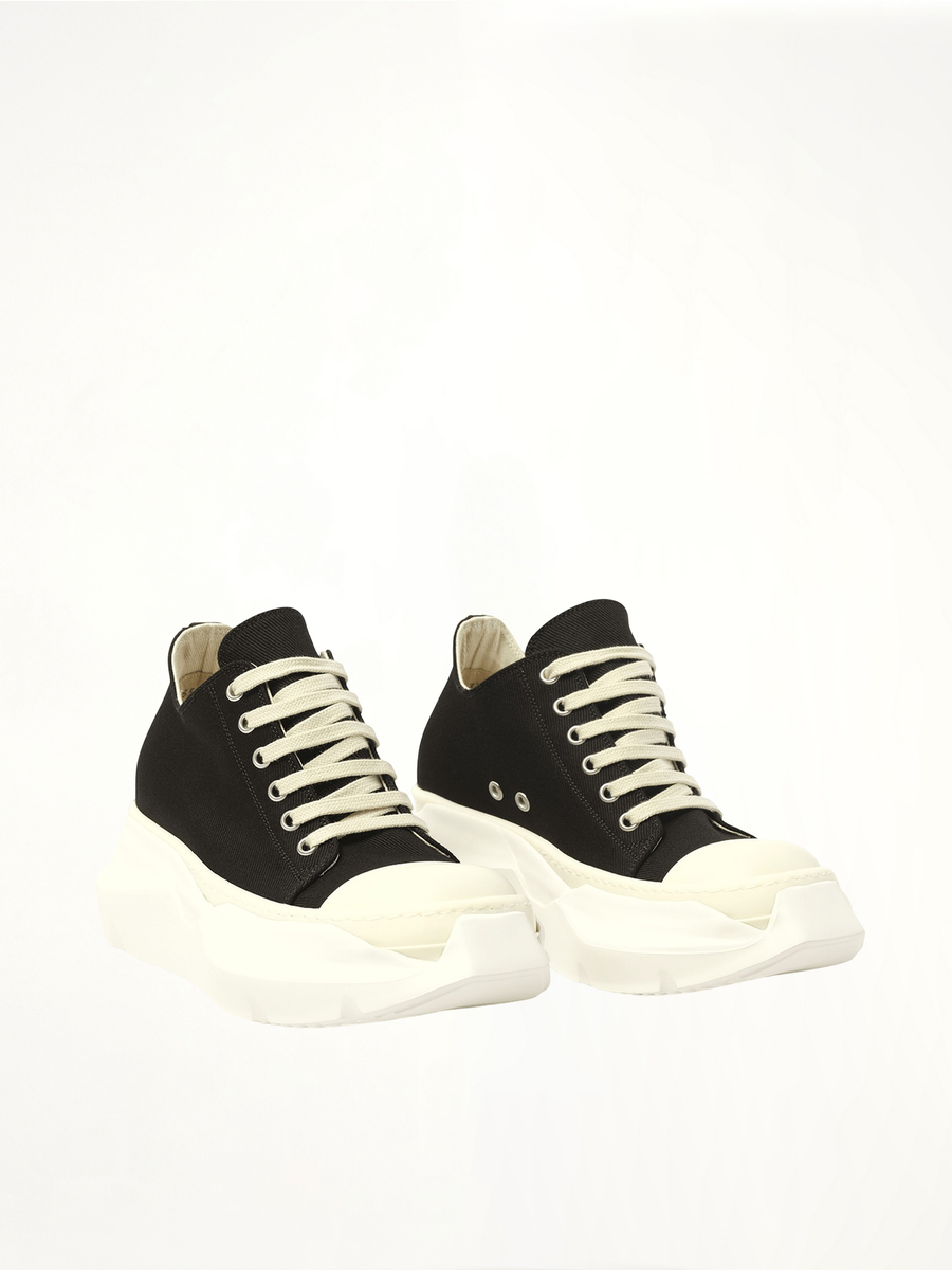 Abstract Low Sneaks in Black/Milk Front View | RICK OWENS DRKSHDW