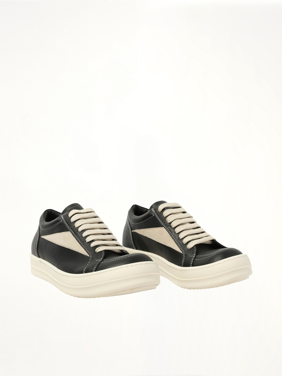Vintage Sneaks in Black/Milk Front View | RICK OWENS