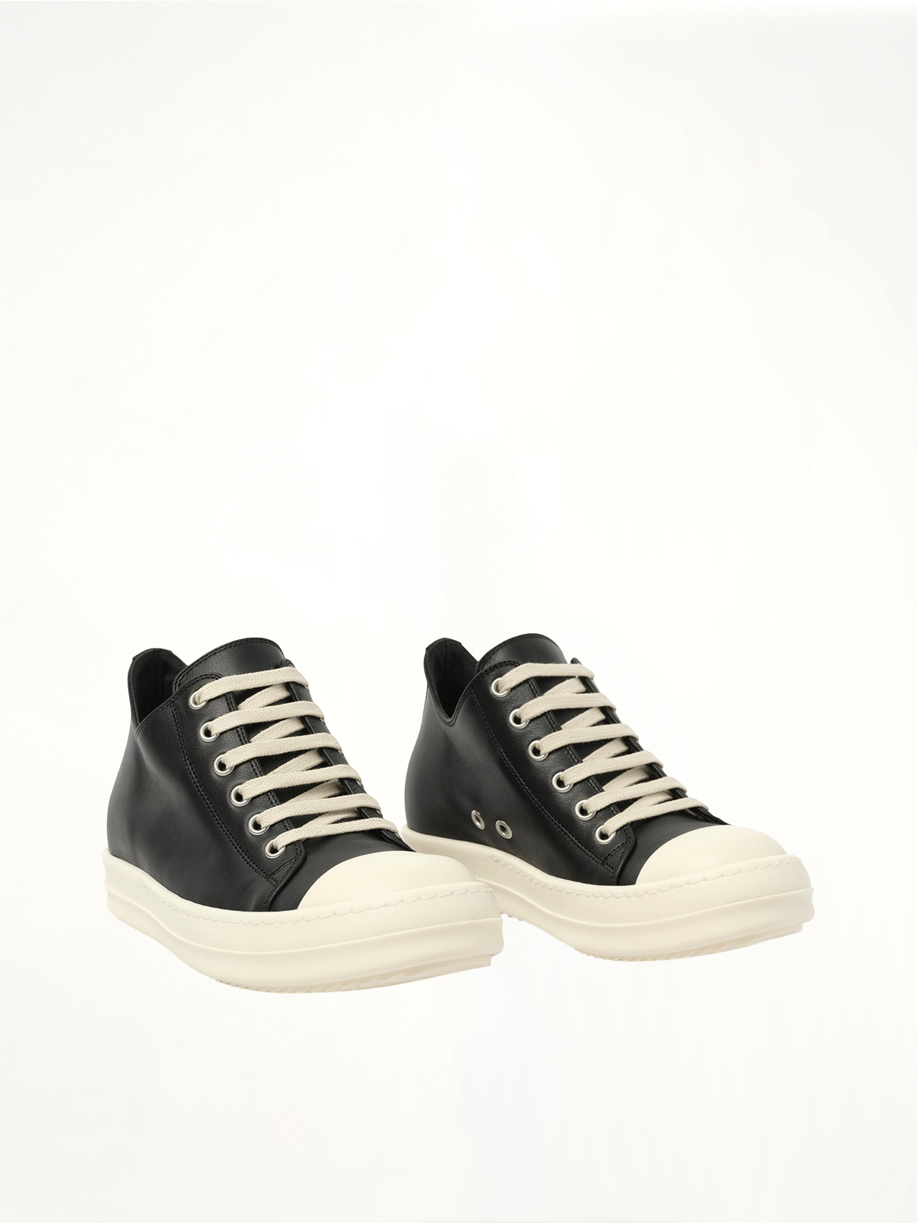 Low Sneaks in Black Front View | RICK OWENS