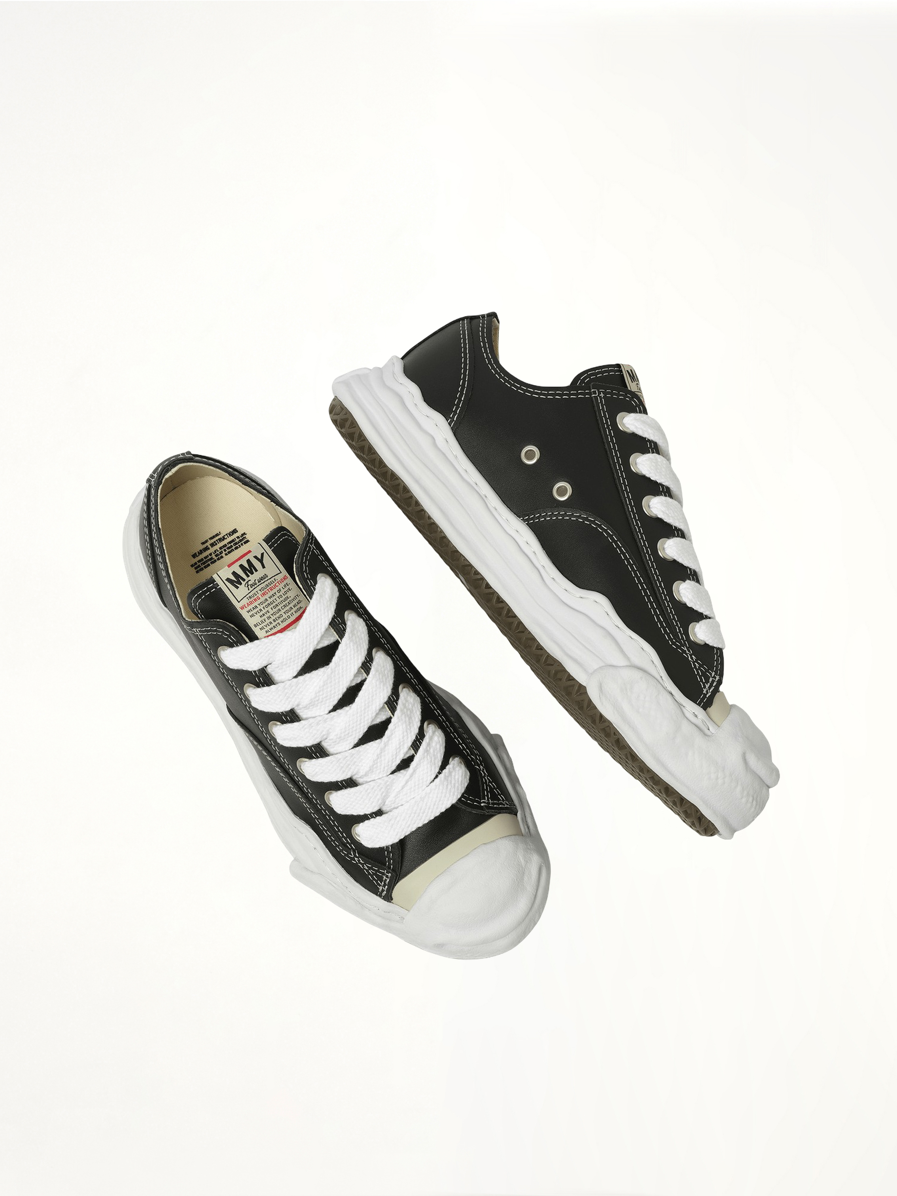 Hank OG Leather Sneaker in Black Top View | MAISON MIHARA YASUHIRO