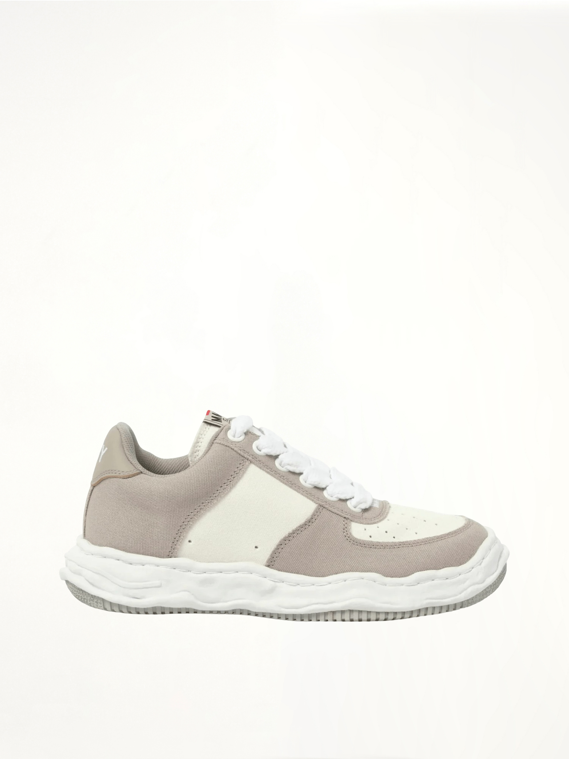 Wayne OG Leather Sneaker in Gray/White Side View | MAISON MIHARA YASUHIRO
