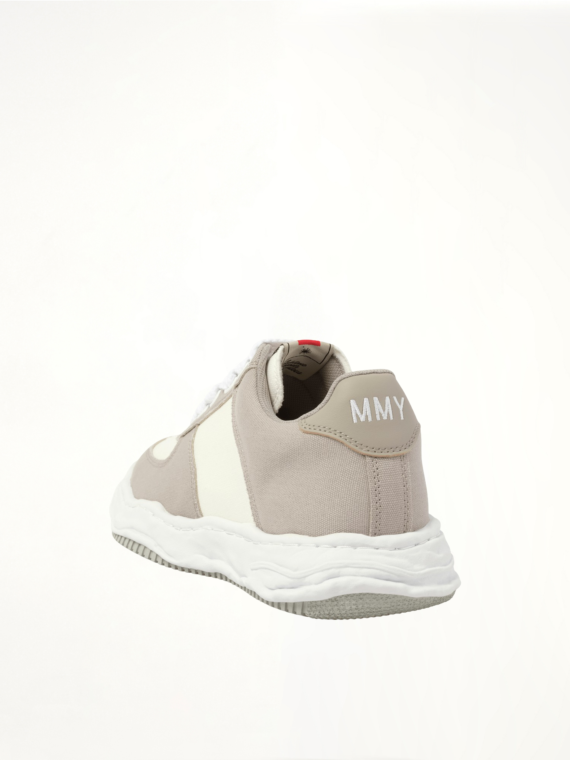 Wayne OG Leather Sneaker in Gray/White Back View | MAISON MIHARA YASUHIRO