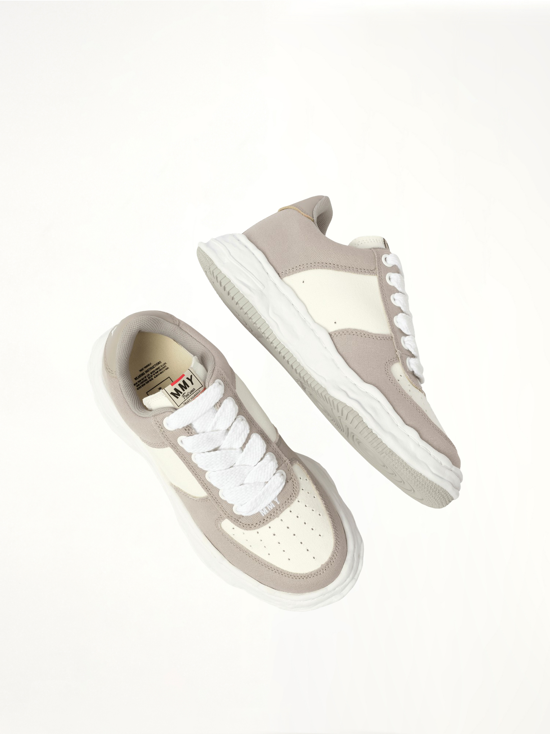 Wayne OG Leather Sneaker in Gray/White Top View | MAISON MIHARA YASUHIRO