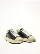 Blakey OG Wrinkled Leather Sneaker in Black Front View | MAISON MIHARA YASUHIRO