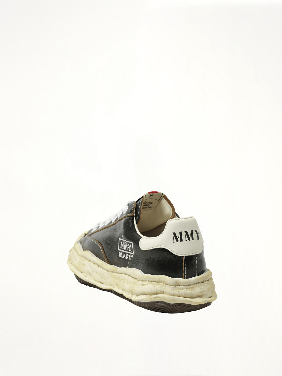 Blakey OG Wrinkled Leather Sneaker in Black Back View | MAISON MIHARA YASUHIRO