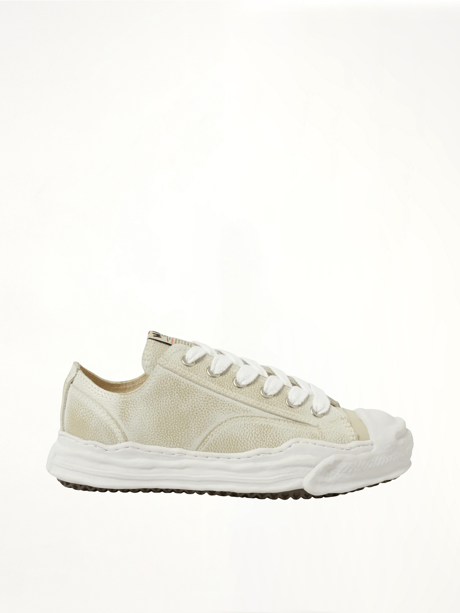 Hank OG Shrink Leahter Sneaker in White Side View | MAISON MIHARA YASUHIRO