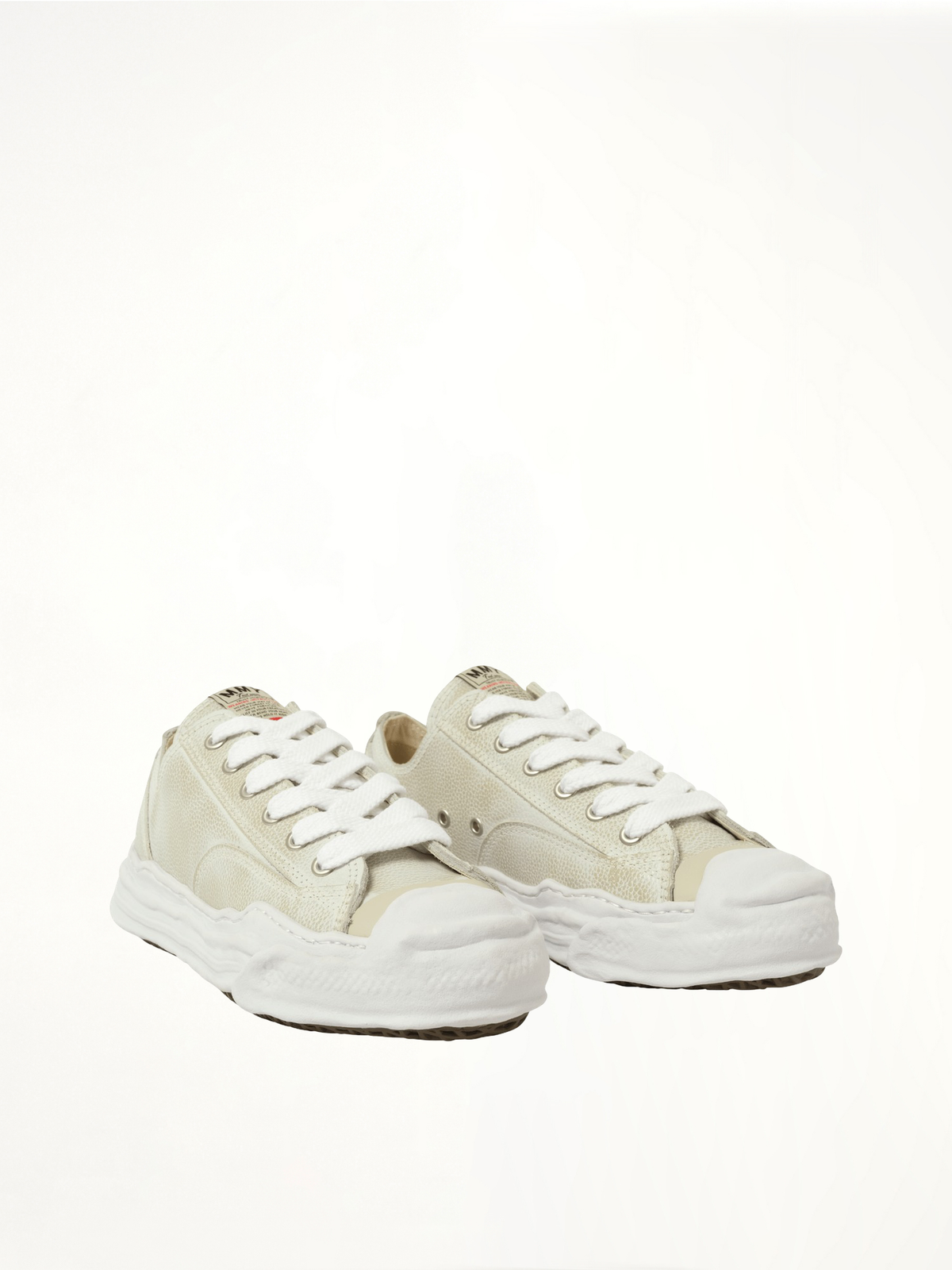 Hank OG Shrink Leahter Sneaker in White Front View | MAISON MIHARA YASUHIRO