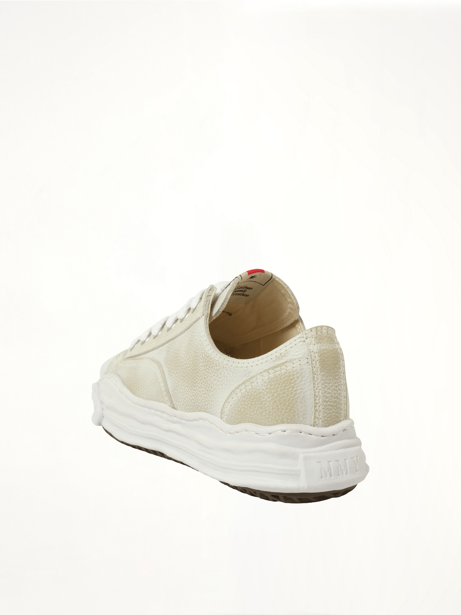 Hank OG Shrink Leahter Sneaker in White Back View | MAISON MIHARA YASUHIRO