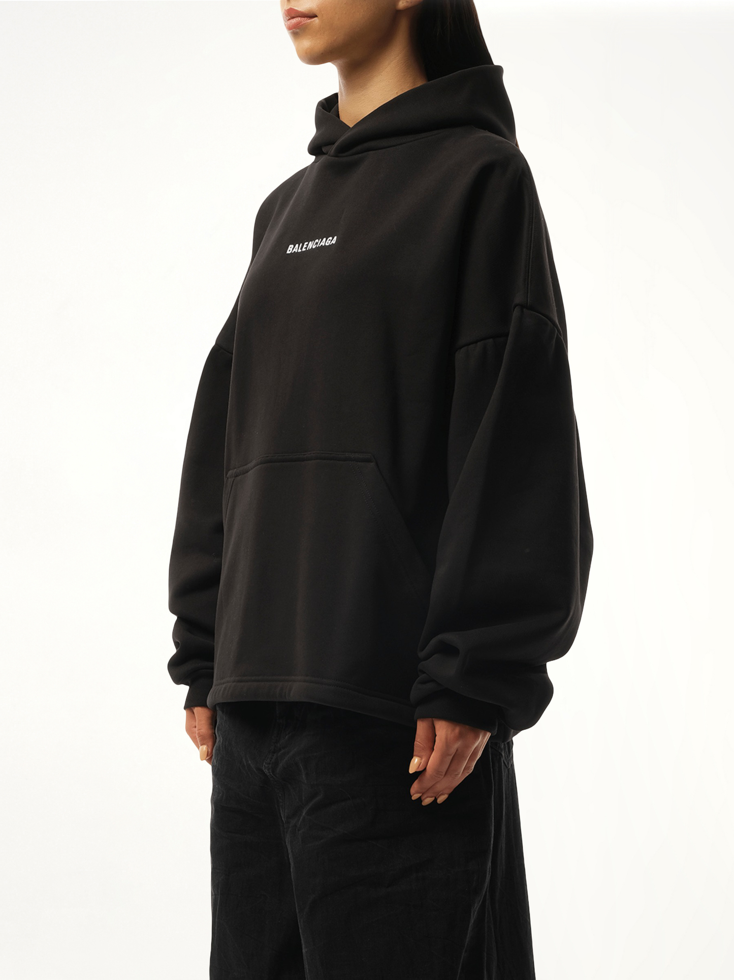 Logo Embroidered Hoodie in Black/White