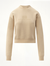 Cropped Sweater in Beige Front View | BALENCIAGA