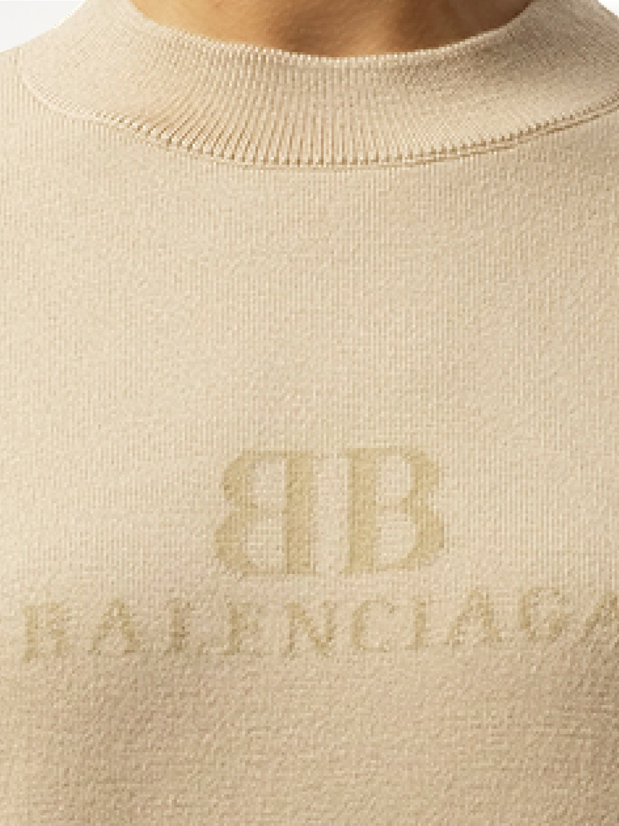 Cropped Sweater in Beige Back View | BALENCIAGA