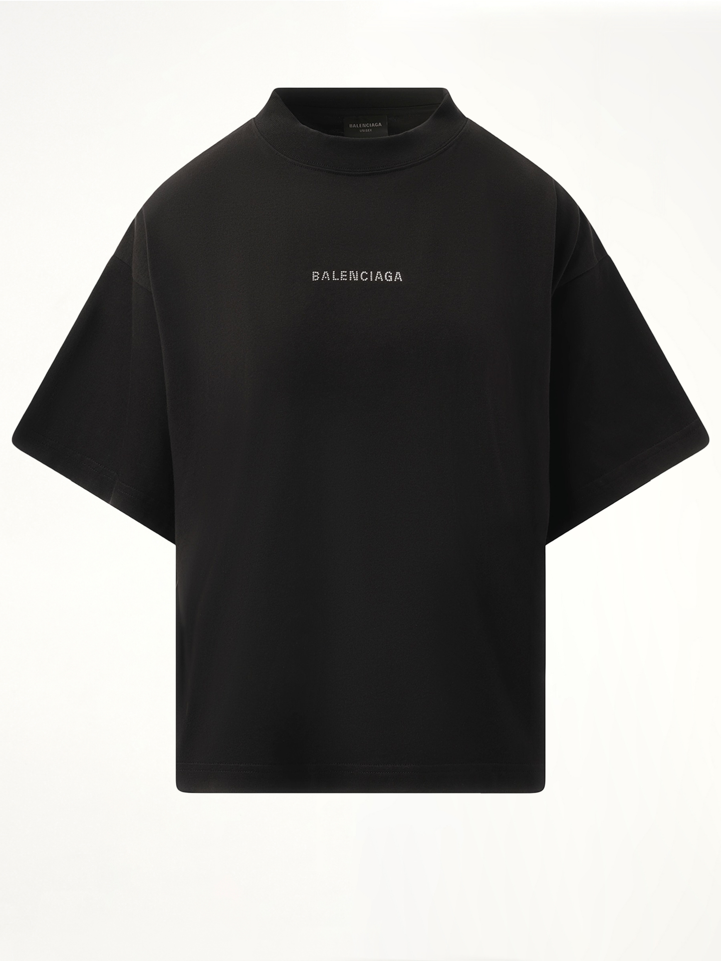 Paris Strass Cropped T-Shirt in Black