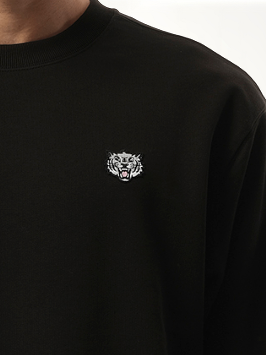 Kenzo Happy Tiger Embroidered Classic Sweatshirt in Black