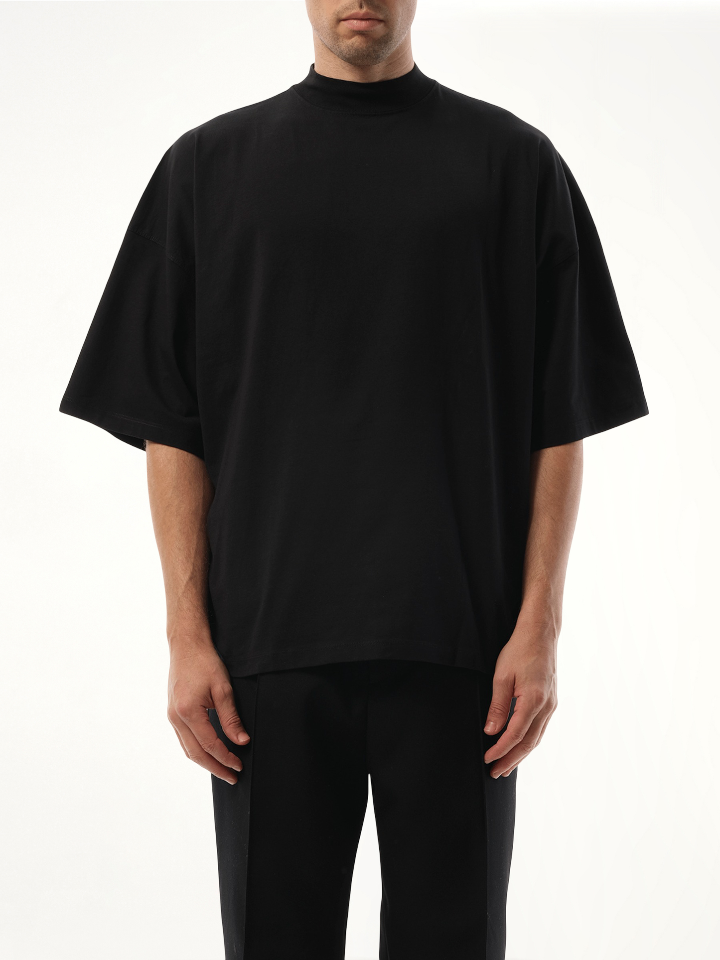 Mock Neck T-Shirt in Black