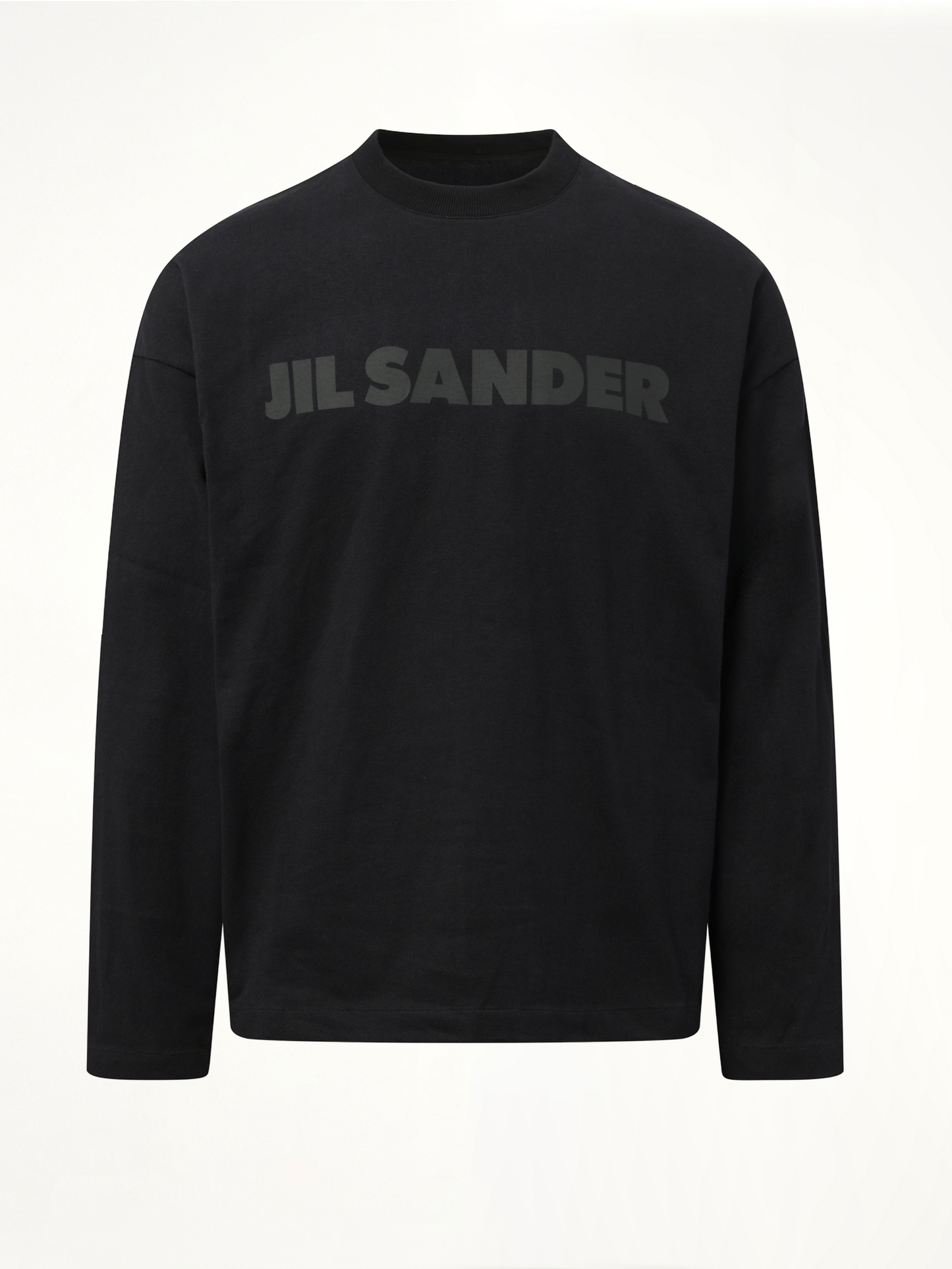 Tonal Jil Sander Logo Long Sleeve T-Shirt in Black