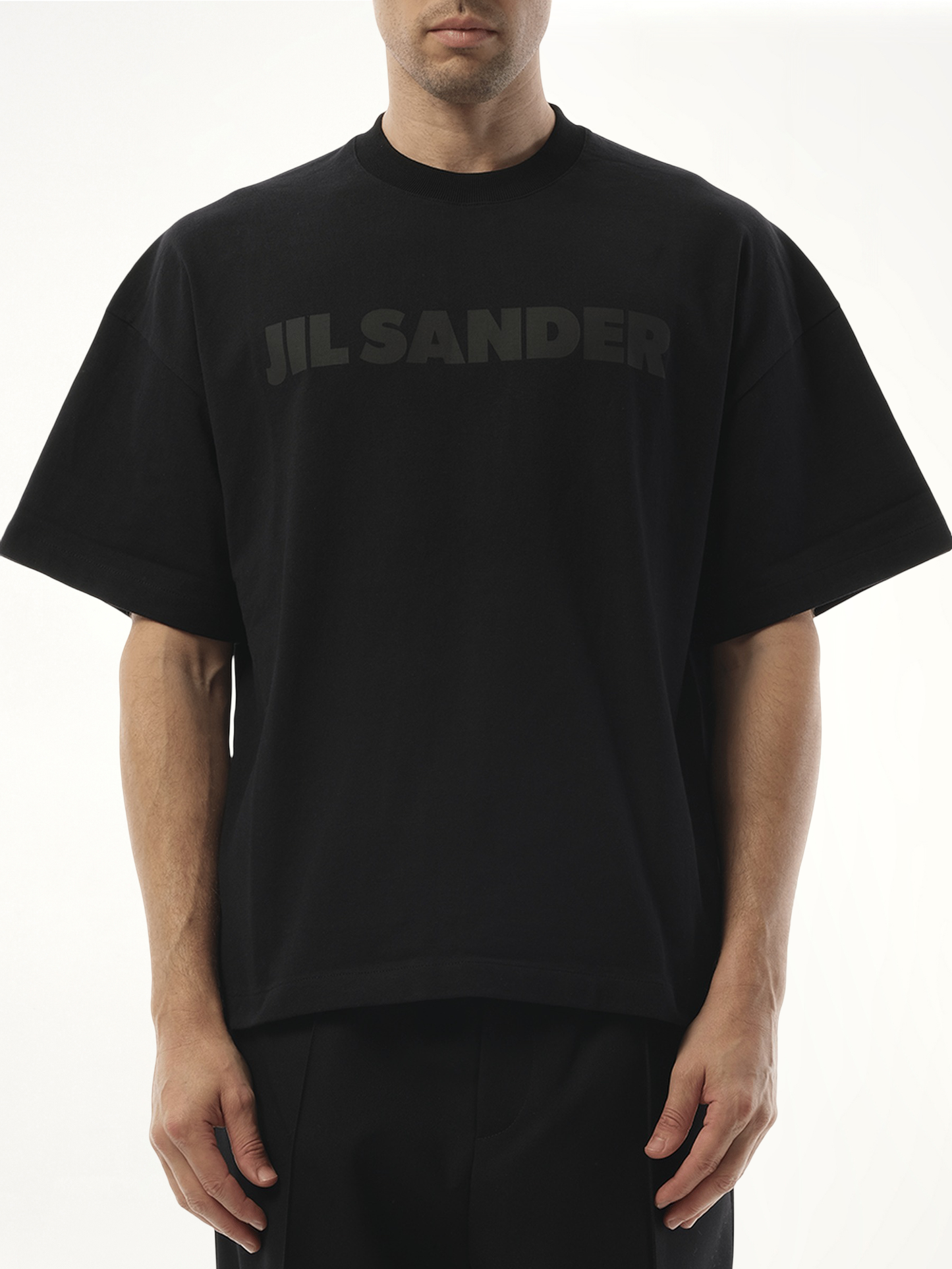 Tonal Jil Sander Logo T-Shirt in Black