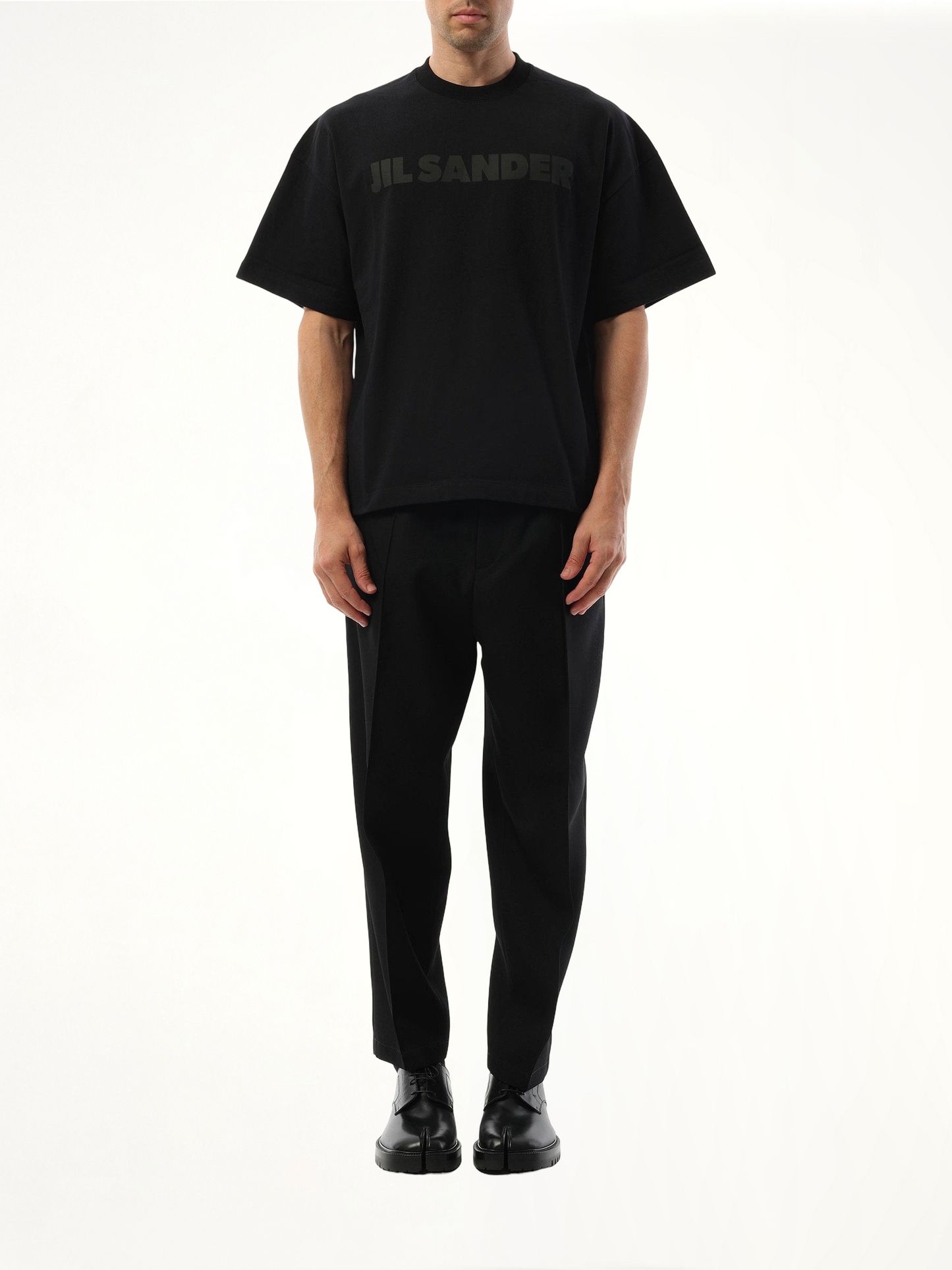 Tonal Jil Sander Logo T-Shirt in Black