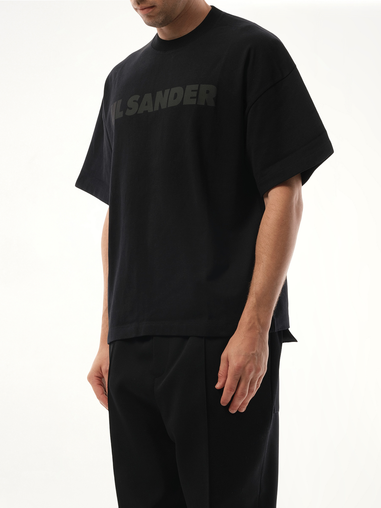 Tonal Jil Sander Logo T-Shirt in Black