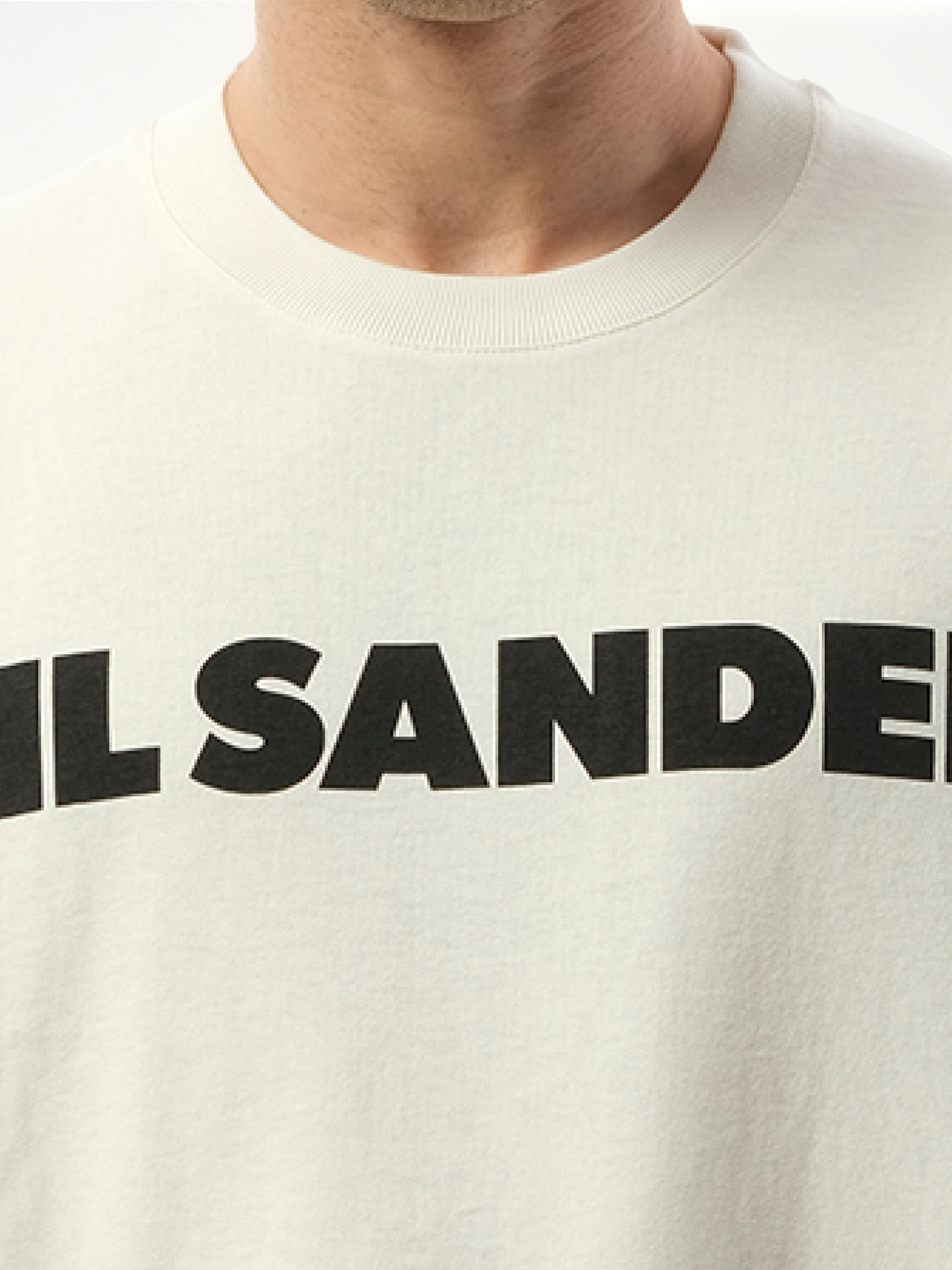 Jil Sander Logo Long Sleeve T-Shirt in Porcelain