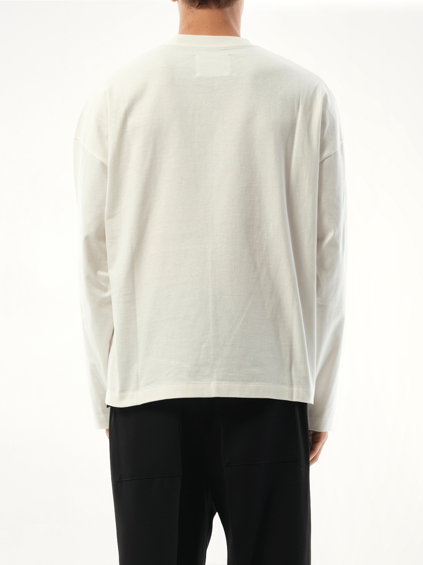Jil Sander Logo Long Sleeve T-Shirt in Porcelain