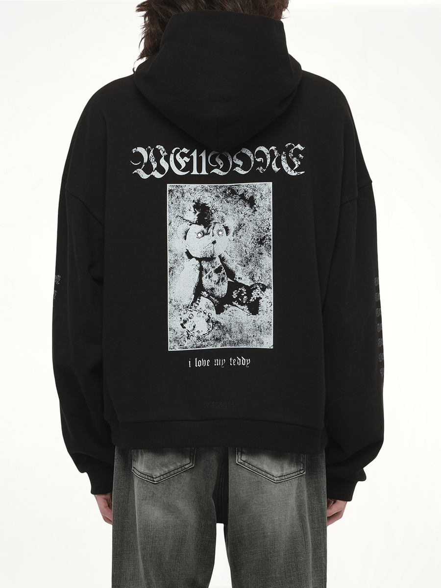 Punk Teddy Hoodie in Black