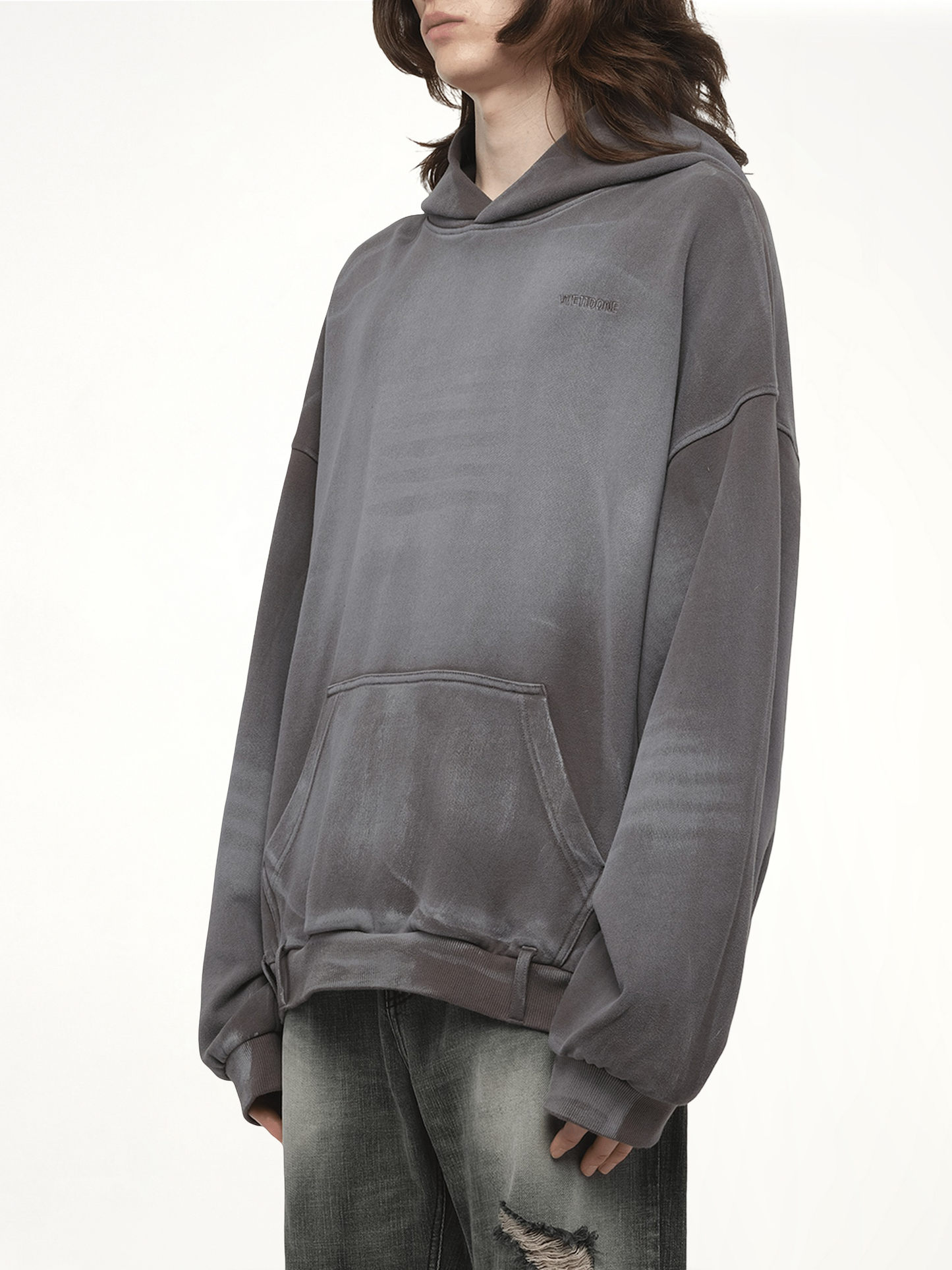 Spray Washed Hoodie in Charcoal