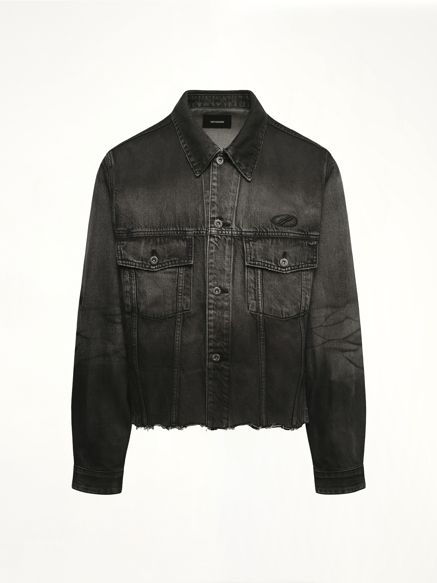 Dark-Spray Detail Denim Jacket in Black