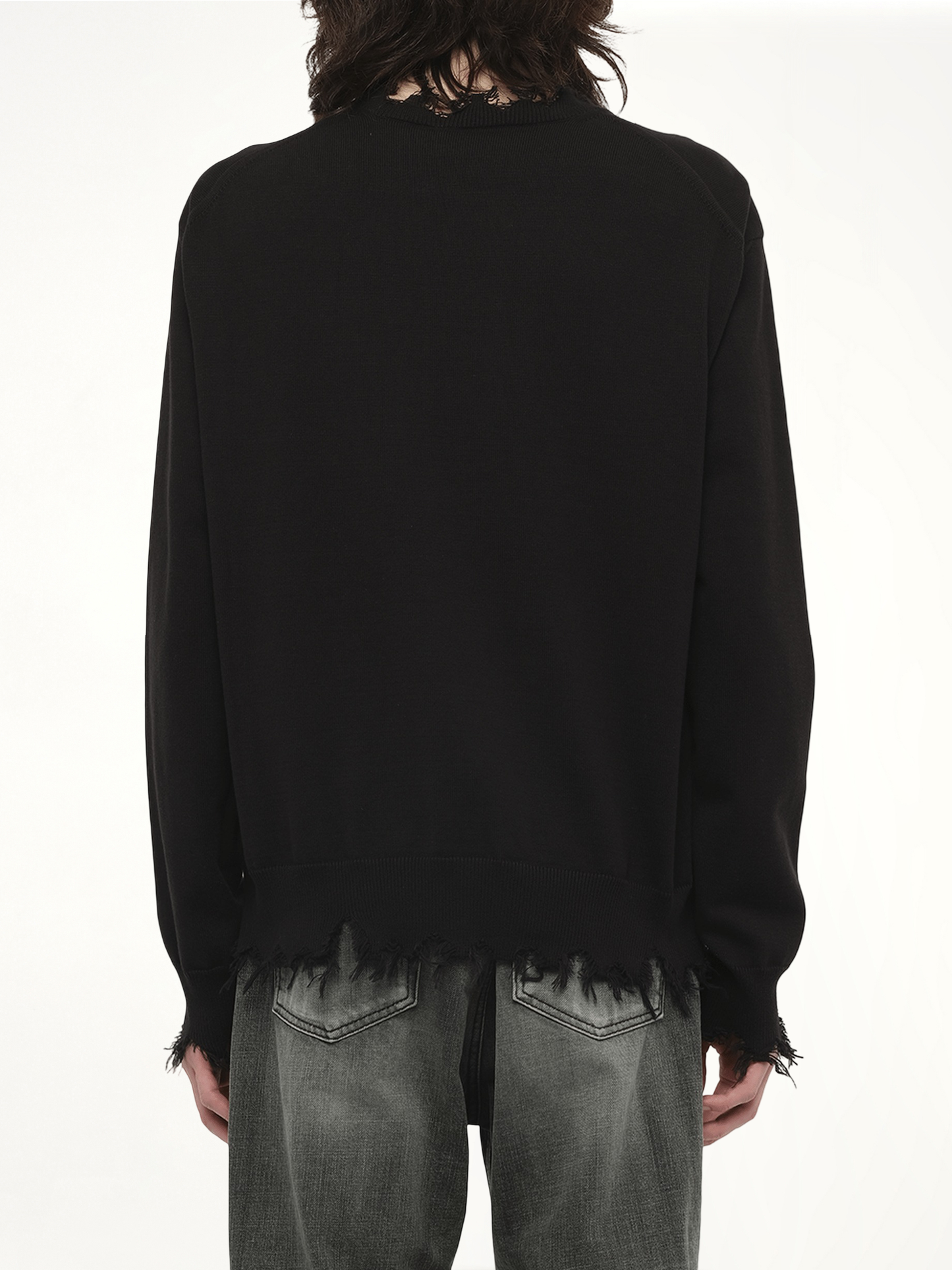 Grunge Rhinestone Logo Sweater in Black